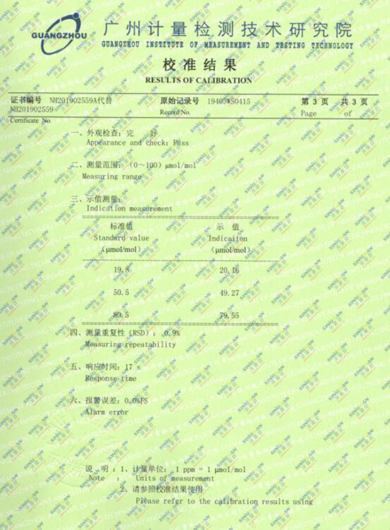 氟化氫氣體檢測儀計(jì)量校準(zhǔn)報(bào)告
